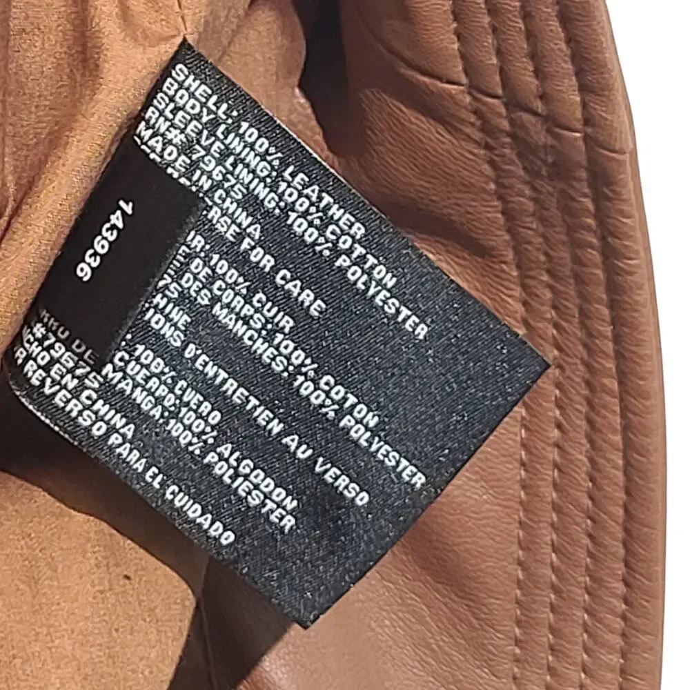 MICHAEL Michael Kors Cognac Leather Moto Jacket Asymmetric Zip Biker Coat L XL